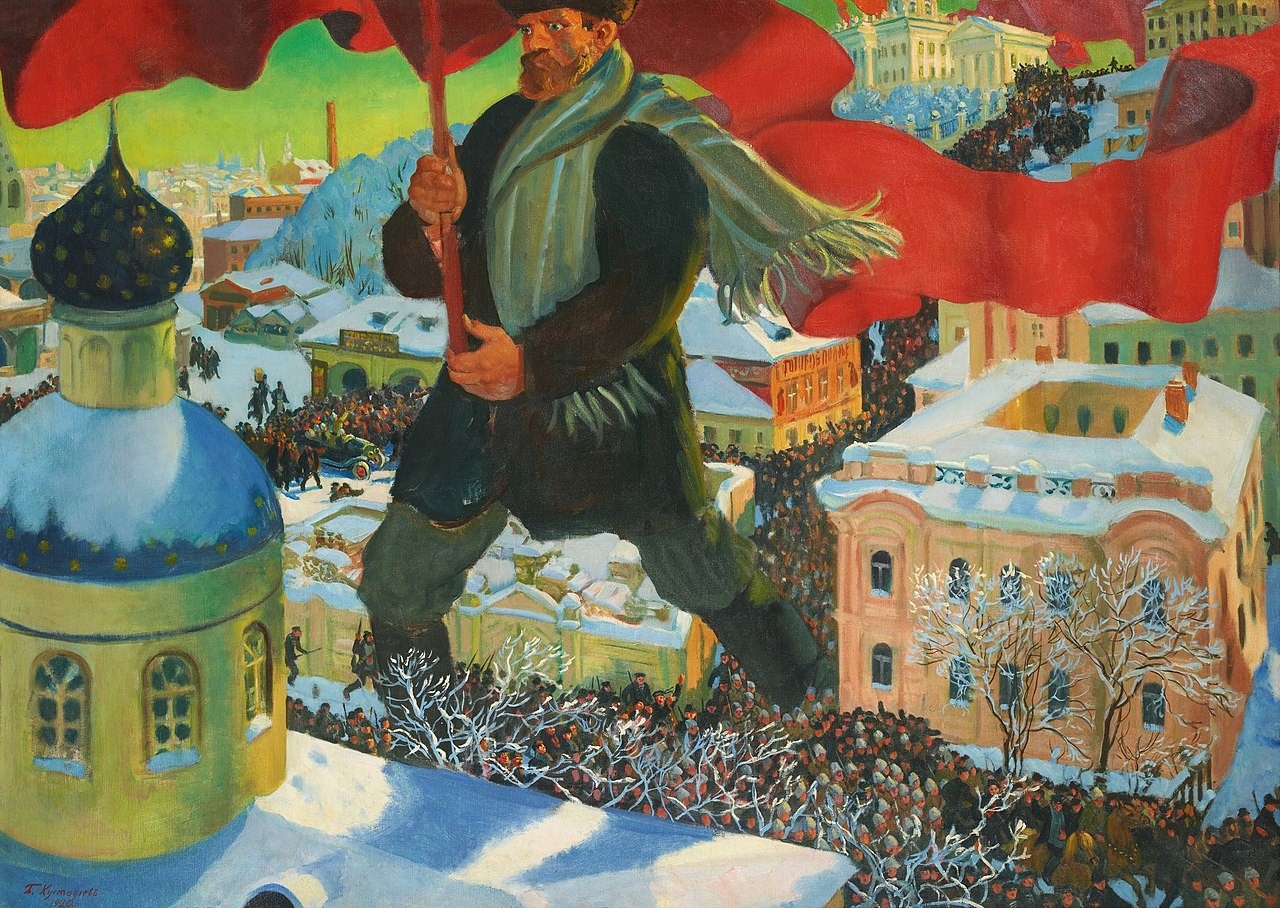 The Bolshevic (1920) - óleo sobre a tela de Boris Kustodiev (1878-1927)